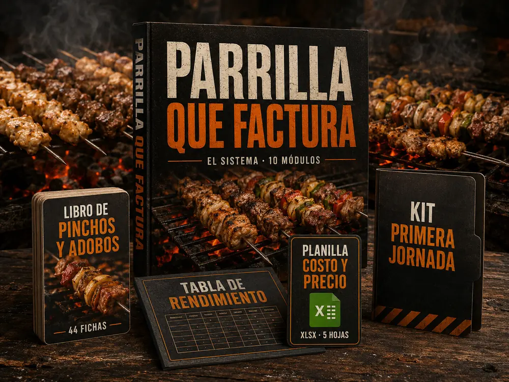 Pinchos de carne y pollo sobre la parrilla