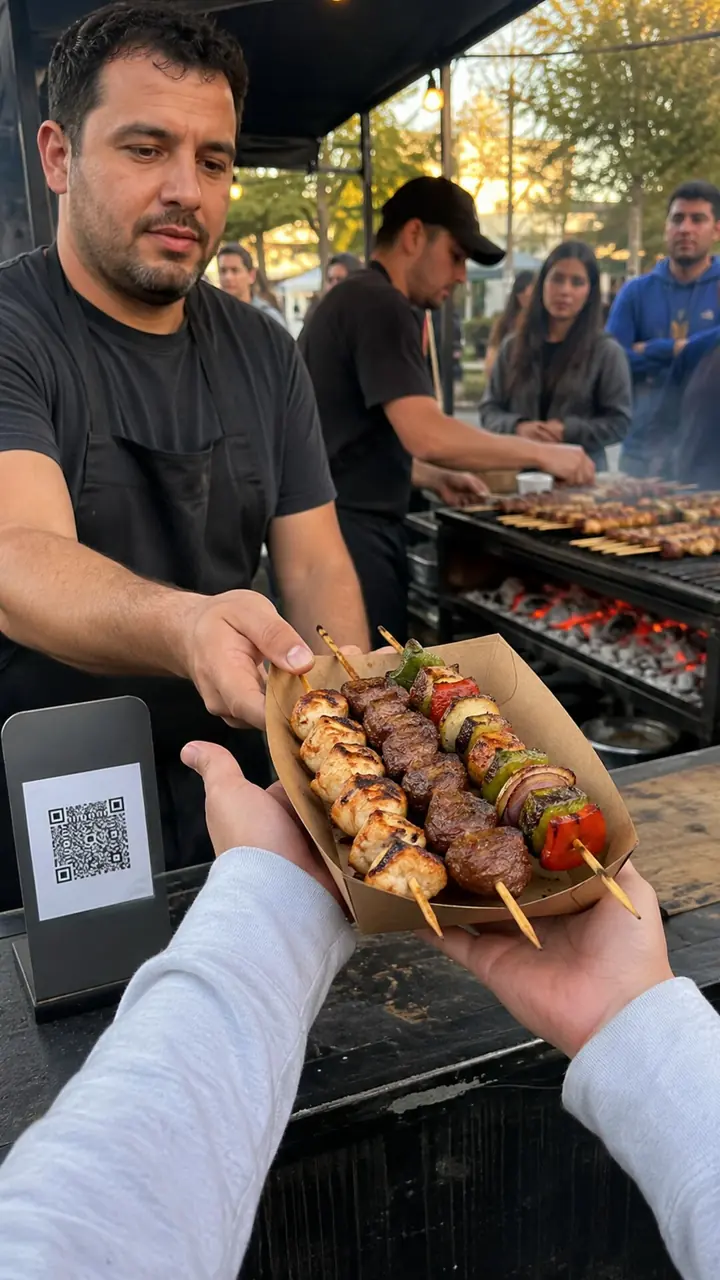 Entrega del pincho y cobro en el punto de venta